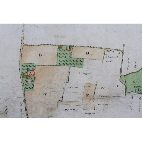 460 - AN EARLY 19TH CENTURY MAP of Little Buckland Farm Estate, County of Kent, hand tinted, with vignette... 