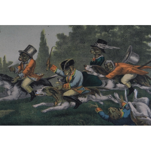 461 - FRENCH SCHOOL, (Late 19th/Early 20th Century) A pair of coloured lithographs of monkey jockeys ridin... 