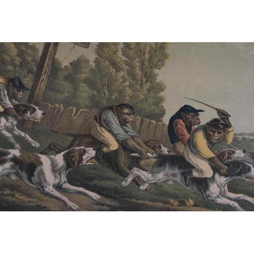 461 - FRENCH SCHOOL, (Late 19th/Early 20th Century) A pair of coloured lithographs of monkey jockeys ridin... 