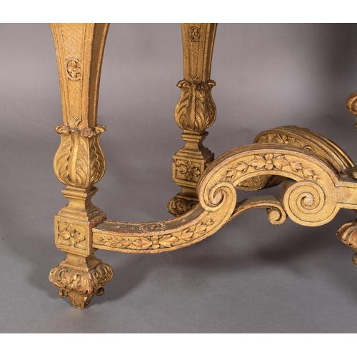 509 - A 19TH CENTURY GILTWOOD CENTRE TABLE in 17th century style, the rectangular lacquered top decorated ... 