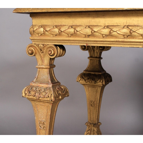 509 - A 19TH CENTURY GILTWOOD CENTRE TABLE in 17th century style, the rectangular lacquered top decorated ... 