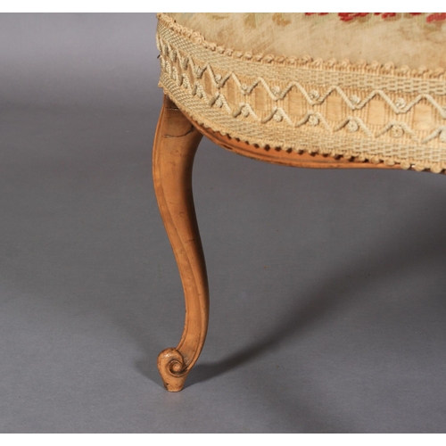 513 - AN EARLY VICTORIAN MAPLE FRAMED CIRCULAR STOOL, the stuffed over top worked in gros and petit point ... 