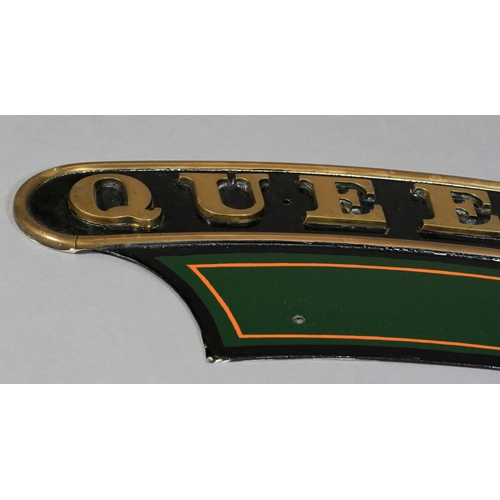 54 - AN ORIGINAL PAINTED ENGINE PLATE, painted brass, from 'Queen Victoria' 1913 GWR Star Class 4-6-0 bui... 