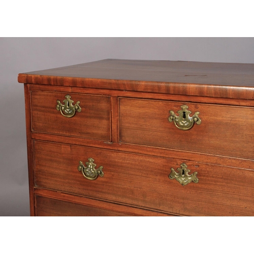 547 - AN EARLY 19TH CENTURY MAHOGANY AND EBONY BANDED CHEST of three long and three graduated drawers, coc... 