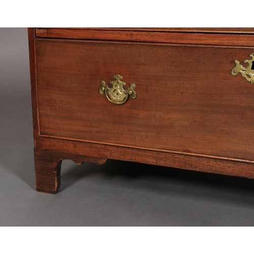 547 - AN EARLY 19TH CENTURY MAHOGANY AND EBONY BANDED CHEST of three long and three graduated drawers, coc... 