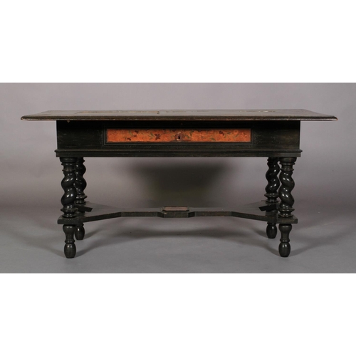 592 - A FLEMISH WALNUT VENEERED SIDE TABLE in late 17th century style, the panelled rectangular top with b... 