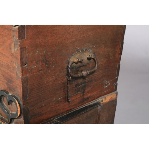 611 - A SWEDISH OAK MARRIAGE CHEST late 18th century having a domed top, the front inlaid with two panels ... 