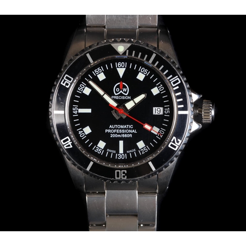 100 - An Ollech & Wajs gentleman's stainless steel diver's watch, automatic jewel lever movement, black di... 