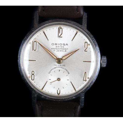 116 - An Oriosa gentleman's Schraubennegulierung stainless steel wristwatch c.1960, manual 17 jewel lever ... 