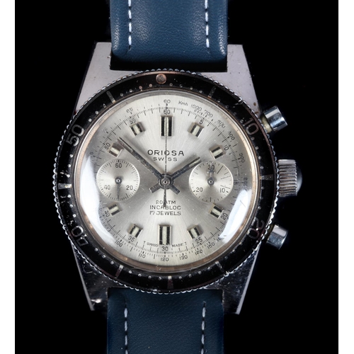 118 - An Oriosa gentleman's 20 ATM stainless steel chronograph diver's wristwatch c.1965, manual 17 jewel ... 