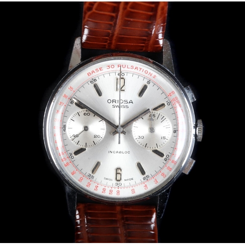 119 - An Oriosa gentleman's Base 30 Pulsations, stainless steel, chronograph wristwatch c.1965, manual jew... 