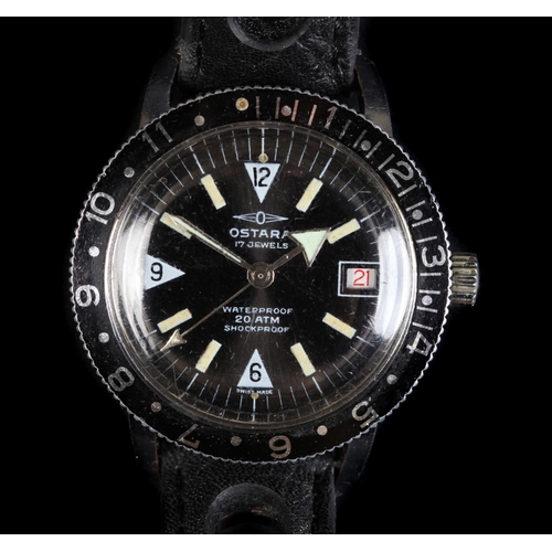 12 - An Ostara gentleman's 20 ATM diver's stainless steel wristwatch c.1965, manual 17 jewel lever moveme... 
