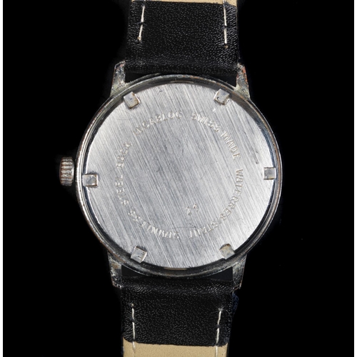 120 - An Oriosa gentleman's chromed wristwatch c.1965, manual 17 jewel lever movement, white dial, black B... 