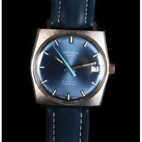 121 - An Oriosa gentleman's stainless steel dress wristwatch c.1970, manual 17 jewel lever movement, metal... 