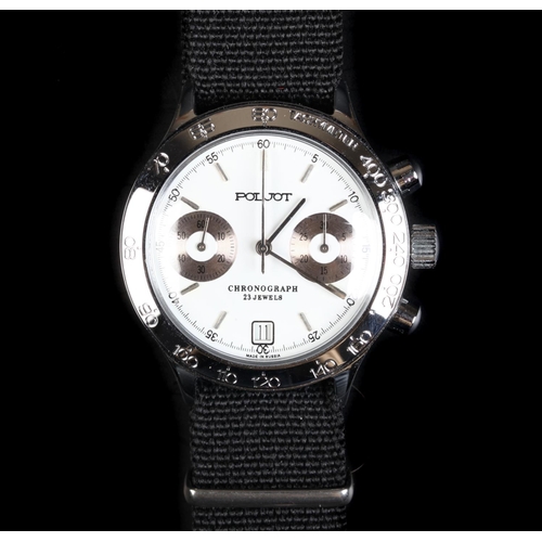 128 - A Poljot gentleman's chronograph stainless steel wristwatch, c.2017, manual 23-jewel lever movement,... 