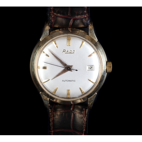 130 - A Rado gentleman's 14ct gold wristwatch c.1955, automatic jewel lever movement, silvered dial gilt f... 