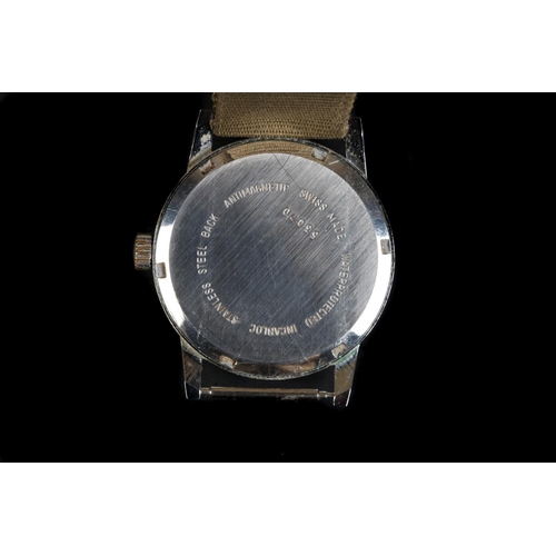 131 - A Regency gentleman's chromed wristwatch, c.1970, manual 17 jewel lever movement, black dial, lumino... 