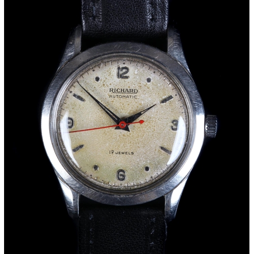 133 - A Richard gentleman's stainless steel wristwatch c.1950s, automatic bumper 17 jewel lever movement, ... 