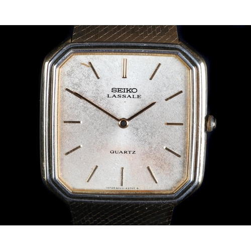 146 - A Seiko gentleman's Lassale rolled gold wristwatch c.1985, quartz movement, octagonal textured gilt ... 