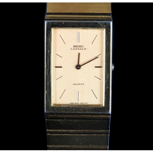 147 - A Seiko gentleman's Lassale, gold plated dress wristwatch c.1980, quartz movement, rectangular matt ... 