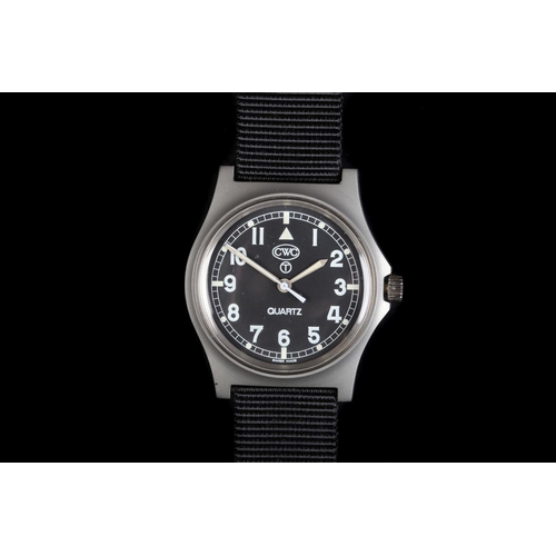 16 - A CWC gentleman's military issue matt steel wristwatch, c.1989, quartz movement, black dial, luminou... 