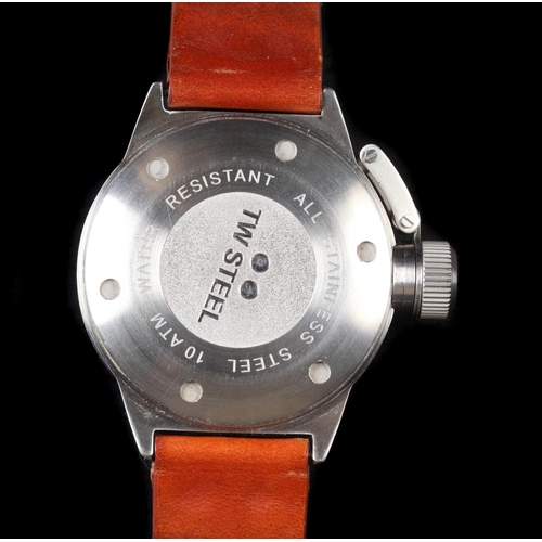 171 - A T W Steel gentleman's stainless steel wristwatch c.2007 quartz movement black dial with white bato... 
