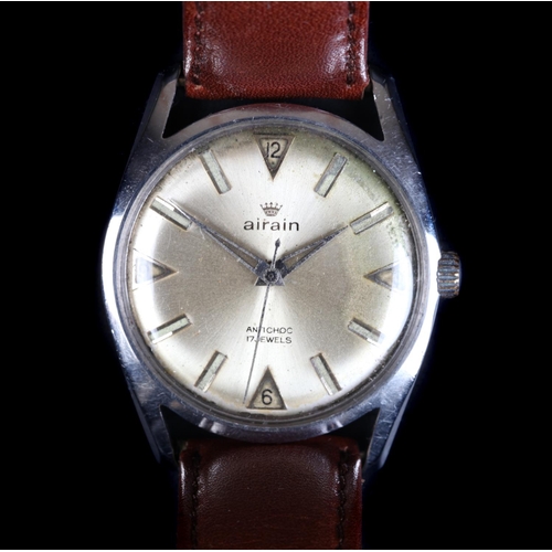 20 - An Airain gentleman's stainless steel wristwatch, c.1965, manual 17 jewel lever movement, silvered s... 