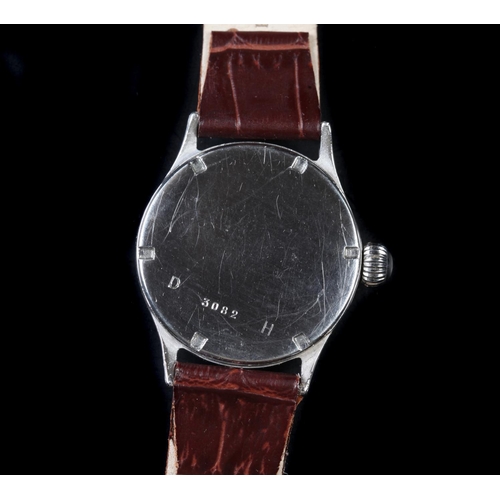 3 - A Bulla gentleman's German army issue chromed wristwatch, c.1940, manual jewel lever movement, tropi... 