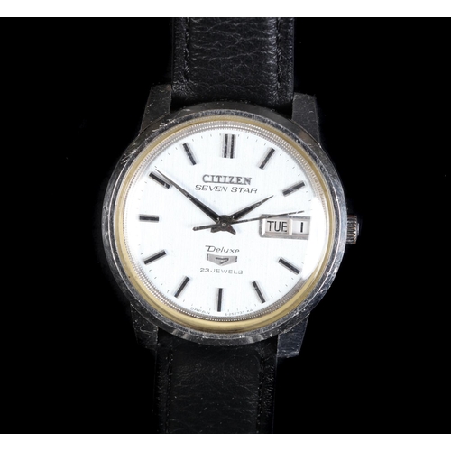 45 - A Citizen gentleman's Seven Star Deluxe stainless steel wristwatch, c.1970, automatic 23 jewel lever... 