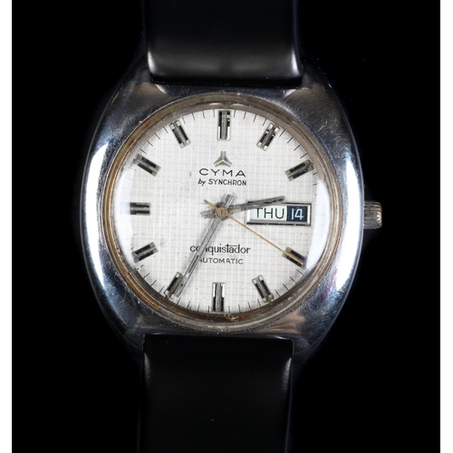 47 - A Cyma gentleman's stainless steel Conquistador wristwatch c.1970s automatic jewel lever movement, t... 