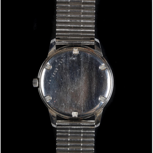 57 - An Eterna gentleman's stainless steel wristwatch, c.1970, manual jewel lever movement, satin silver ... 
