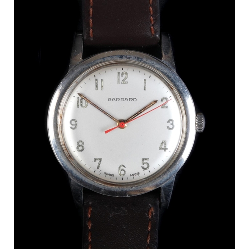 60 - A Garrard gentleman's stainless steel wristwatch c.1955, manual jewel lever movement, silvered dial,... 