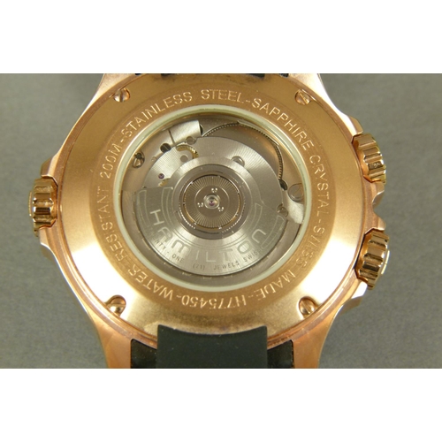 66 - A Hamilton gentleman's Khaki automatic 660FT H775450 wristwatch, c.2010, in rose gold plated stainle... 