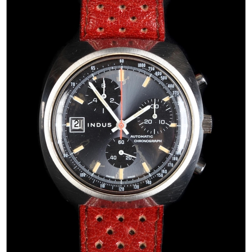 70 - An Indus gentleman's chronograph stainless steel wristwatch c.1975 automatic jewelled lever Kelek/Br... 