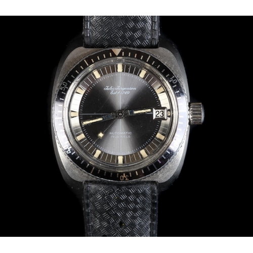 73 - A Jules Jurgensen gentleman's stainless steel diver's wristwatch c.1970, automatic 17 jewel lever mo... 
