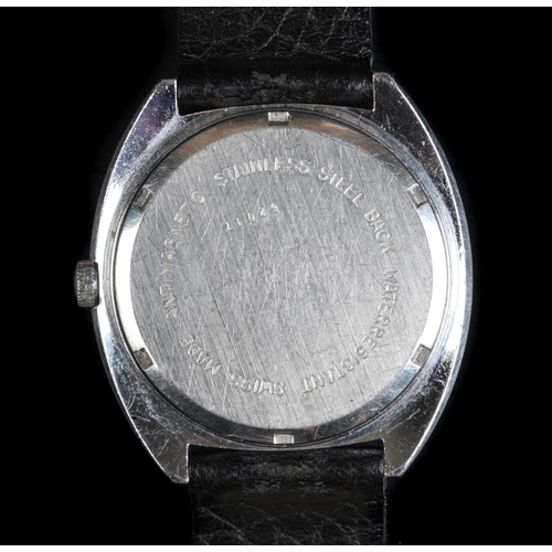76 - A Lanco gentleman's stainless steel wristwatch c.1975 Swiss manual jewelled lever movement, blue sun... 