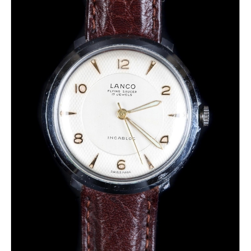 78 - A Lanco gentleman's flying saucer stainless steel wristwatch c.1955 manual 17 jewel lever movement, ... 
