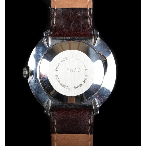 78 - A Lanco gentleman's flying saucer stainless steel wristwatch c.1955 manual 17 jewel lever movement, ... 