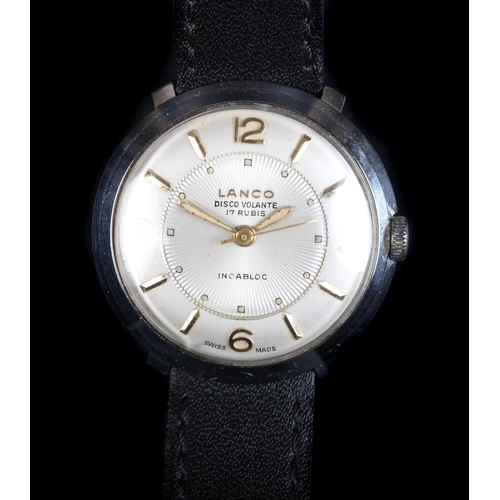 79 - A Lanco gentleman's Disco Volante, stainless steel wristwatch c.1950, manual 17 jewel lever movement... 