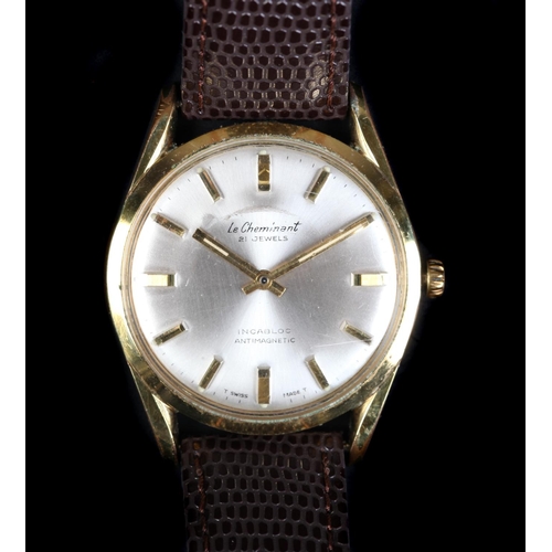 81 - A Le Cheminant gentleman's rolled gold wristwatch c.1970 automatic 21 jewel lever movement, silvered... 