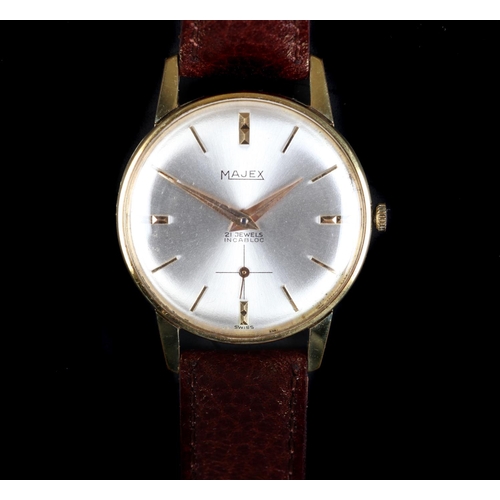95 - A Majex gentleman's gold plated wristwatch, c.1970, manual 21 jewel lever movement, silvered sunburs... 