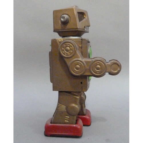 44 - Horikawa (Japan) Mr Zerox tin plate robot with two doors to body, battery operated, with sparking ac... 