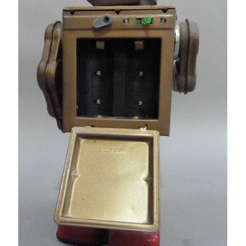 44 - Horikawa (Japan) Mr Zerox tin plate robot with two doors to body, battery operated, with sparking ac... 