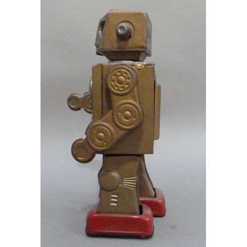 44 - Horikawa (Japan) Mr Zerox tin plate robot with two doors to body, battery operated, with sparking ac... 