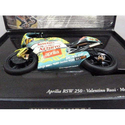 60 - Minichamp 1:12 Aprilia RSW Valentino Rossi Mugello GP 1999, boxed, Valentino Rossi figurine GP Mugel... 