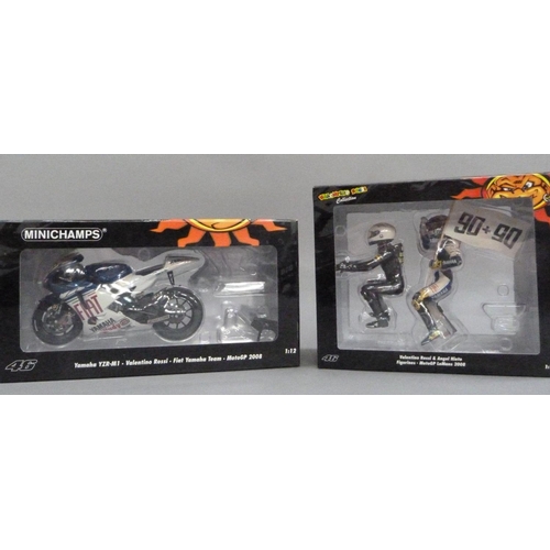 61 - Minichamp 1:12 Yamaha YZR-M1 Valentino Rossi Fiat Yamaha Team MotoGP 2008 and Valentino Rossi and An... 