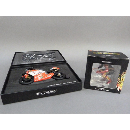 79 - Minichamps 1:12 Aprilia 250ccm Valentino Rossi Assen GP 1998, boxed and Valentino Rossi figurine GP2... 