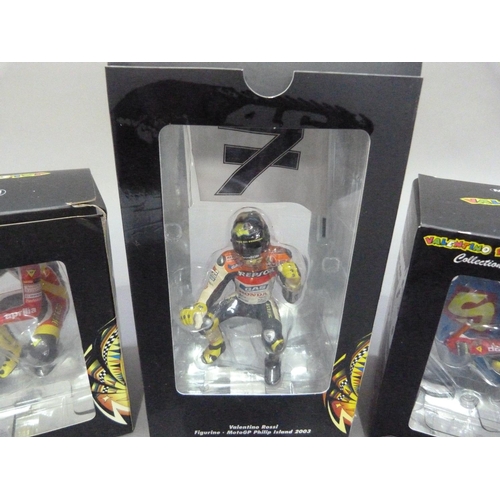 87 - Minichamps 1:12 Valentino Rossi figurines - GP125 1997, riding with cape and wheelsyand, boxed; GP25... 