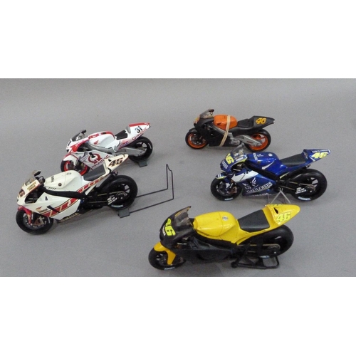 89 - Minichamps 1:12 Honda Pramac white livery, No. 31; Yamaha Gauloises Valentino Rossi No. 46 livery; H... 