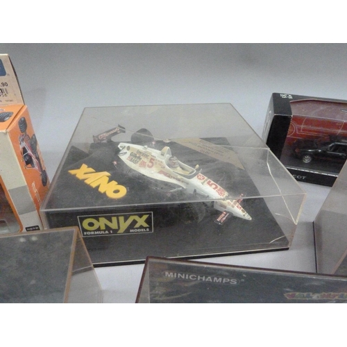 99 - The Dark Knight movie model bat bike and figure in display case, Onyx K-Mart Havoline Lola Nigel Man... 